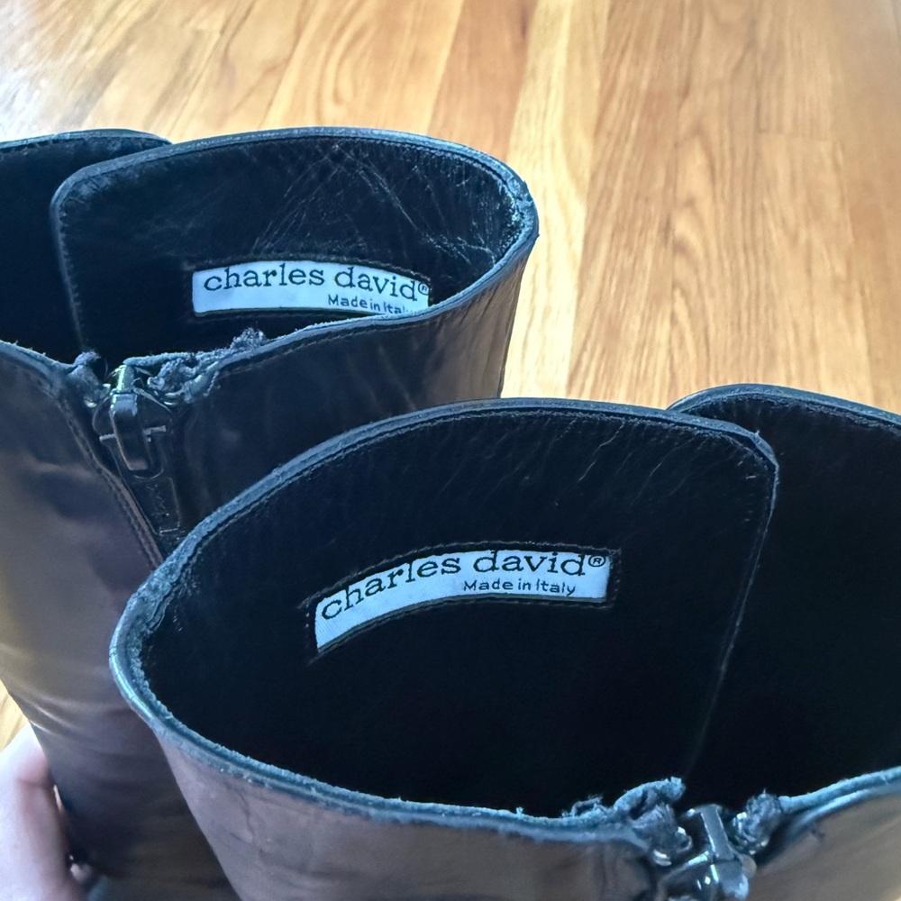 Vintage Charles David Black Heeled Boots - Style “Butane” Size Women’s 8. - Picture 4 of 11